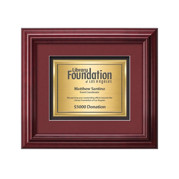 The mahogany finished wood frame of the Darlington award is complimented... from ASI 84592 St Regis Group / St Regis