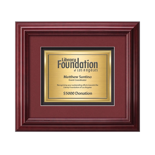 The mahogany finished wood frame of the Darlington award is complimented... from ASI 84592 St Regis Group / St Regis