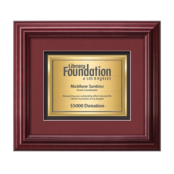 The mahogany finished wood frame of the Darlington award is complimented... from ASI 84592 St Regis Group / St Regis