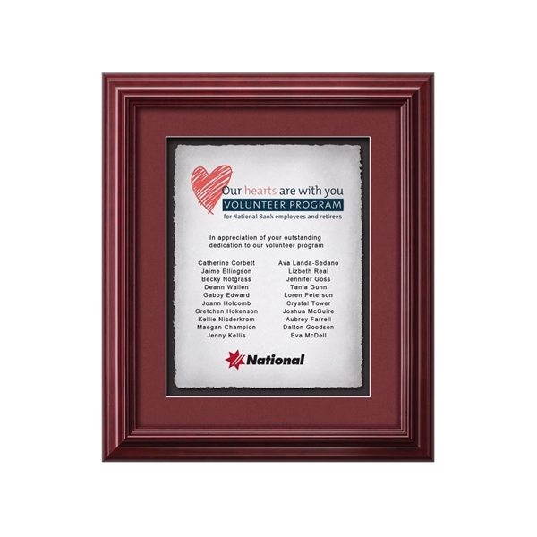 The Mahogany finished wood frame of the Darlington award is complimented... from ASI 84592 St Regis Group / St Regis