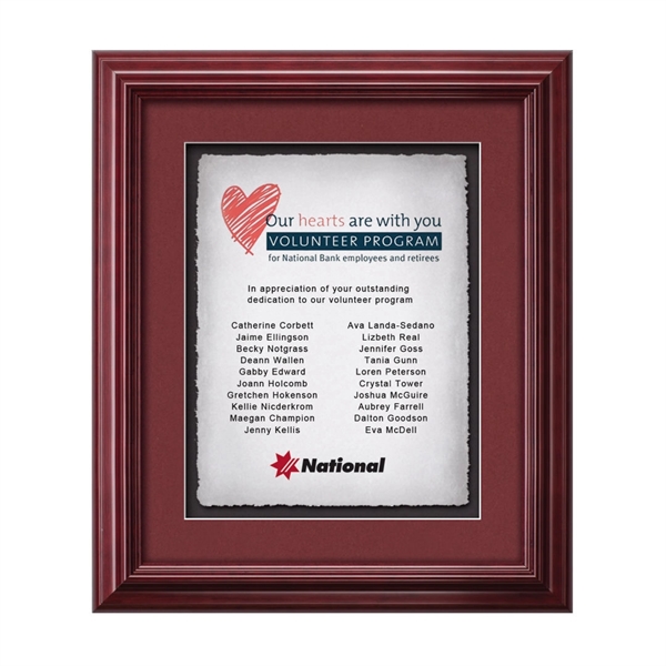 The Mahogany finished wood frame of the Darlington award is complimented... from ASI 84592 St Regis Group / St Regis