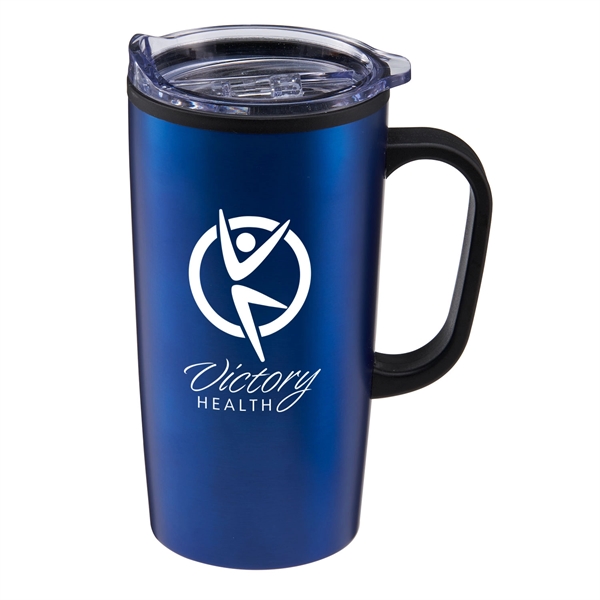 20 oz. stainless steel travel mug with handle, plastic inner walls... from ASI 52840 Evans Manufacturing