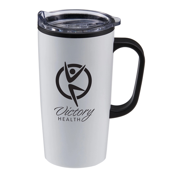 20 oz. stainless steel travel mug with handle, plastic inner walls... from ASI 52840 Evans Manufacturing