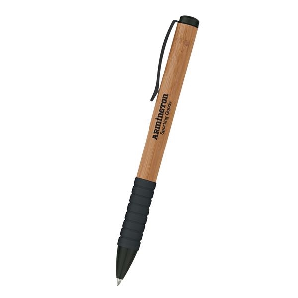 Bamboo design twist action pen with rubber grip for writing comfort... from ASI 61125 Hit Promotional Products / Hit®