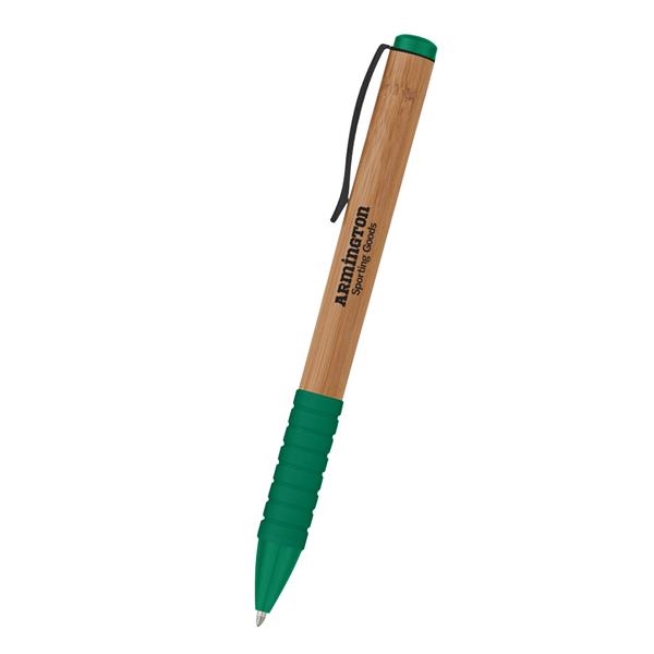 Bamboo design twist action pen with rubber grip for writing comfort... from ASI 61125 Hit Promotional Products / Hit®