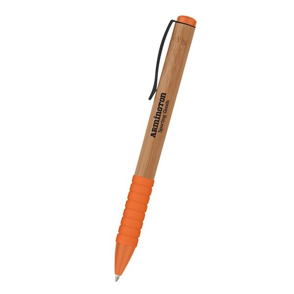 Bamboo design twist action pen with rubber grip for writing comfort... from ASI 61125 Hit Promotional Products / Hit®