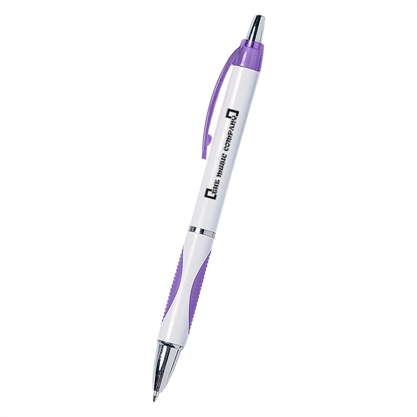 Sassy plunger action pen with rubber grip for writing comfort and... from ASI 61125 Hit Promotional Products / Hit®