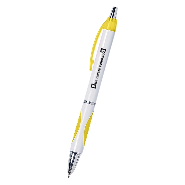Sassy plunger action pen with rubber grip for writing comfort and... from ASI 61125 Hit Promotional Products / Hit®