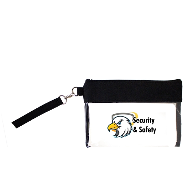 10" x 7" clear PVC zippered wrist bag with black accents... from ASI 37980 Bagworld / BagWorld