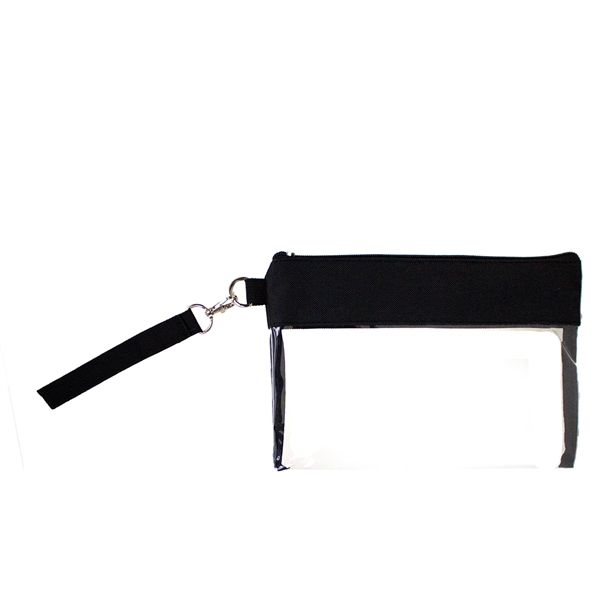 10" x 7" clear PVC zippered wrist bag with black accents... from ASI 37980 Bagworld / BagWorld