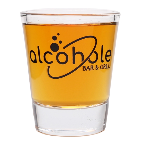 1.5 oz clear shot glass with a generous one-color screen print... from ASI 61966 HPG / Best Promotions USA