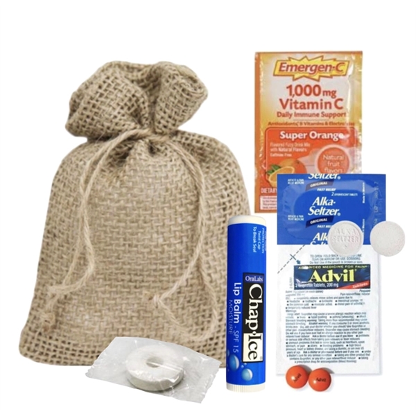 Hangover Emergency Kit packaged in jute bag... from ASI 89971 Stuff A Mug