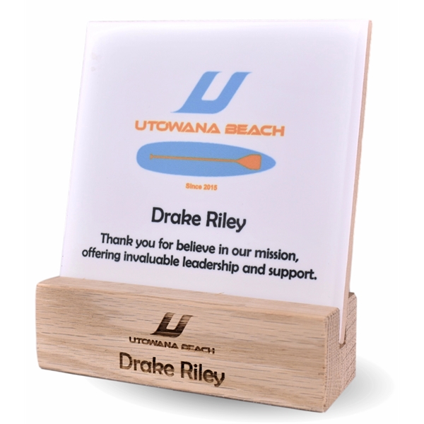 Sublimated Tile with Wood Display Holder... from ASI 72657 Active Life Promo