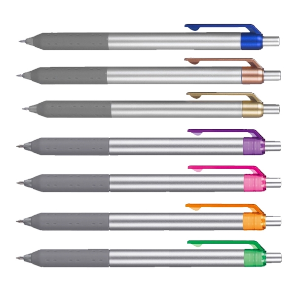 plunger-action metal pen with a co-molded soft grip with 1C Screen... from ASI 37218 Athena Promo (tm)