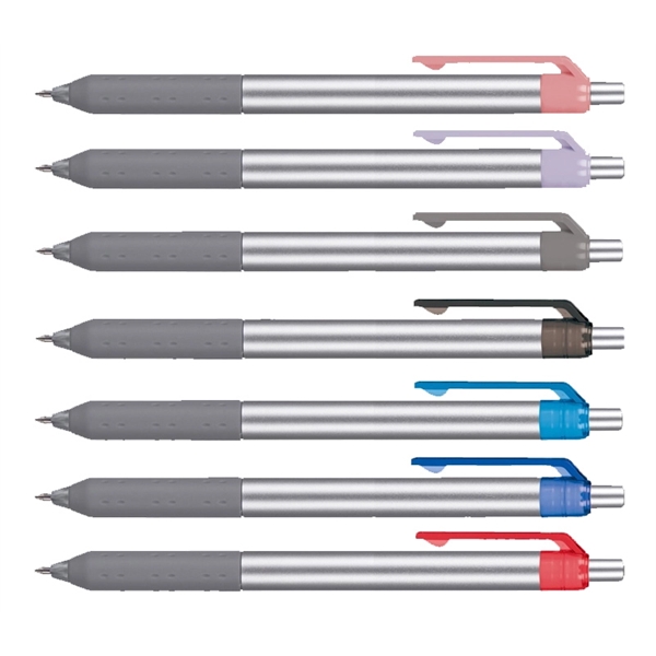 plunger-action metal pen with a co-molded soft grip with 1C Screen... from ASI 37218 Athena Promo (tm)