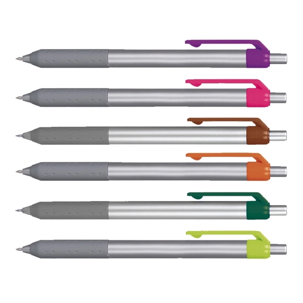 plunger-action metal pen with a co-molded soft grip with 1C Screen... from ASI 37218 Athena Promo (tm)