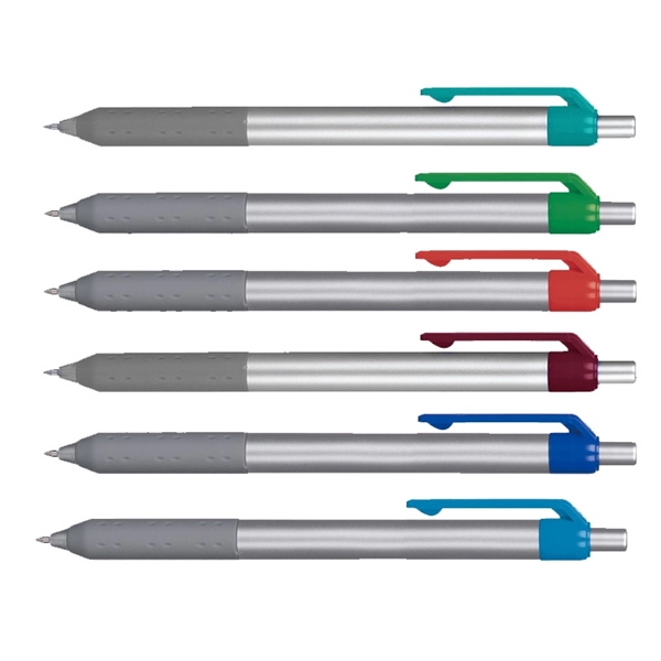 plunger-action metal pen with a co-molded soft grip with 1C Screen... from ASI 37218 Athena Promo (tm)