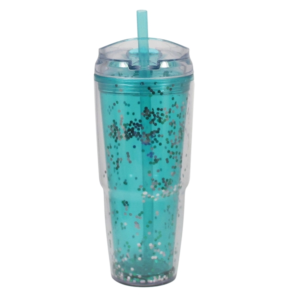 22 Oz. Plastic made Travel Glitter Dual Tumbler.... from ASI 74245 Nordic Co Inc / Nordic Promos