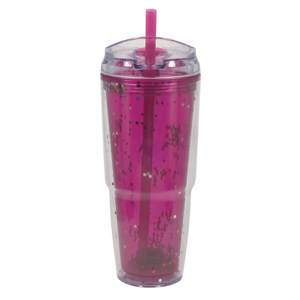 22 Oz. Plastic made Travel Glitter Dual Tumbler.... from ASI 74245 Nordic Co Inc / Nordic Promos