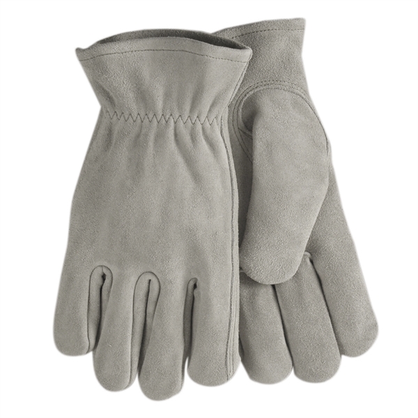 Suede cowhide leather gloves in light gray with a keystone thumb... from ASI 90160 Suntex Industries
