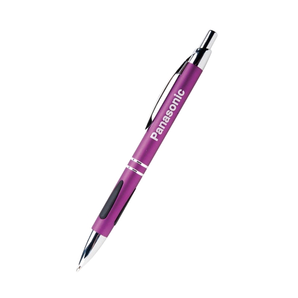 5.60" x 0.4" Euro Grip plunger-action metal ballpoint pen with chrome... from ASI 37218 Athena Promo (tm)