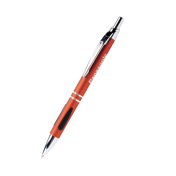 5.60" x 0.4" Euro Grip plunger-action metal ballpoint pen with chrome... from ASI 37218 Athena Promo (tm)