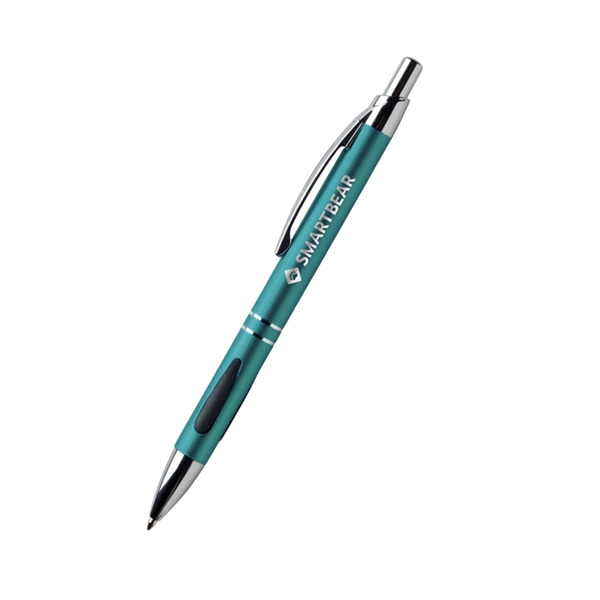 5.60" x 0.4" Euro Grip plunger-action metal ballpoint pen with chrome... from ASI 37218 Athena Promo (tm)