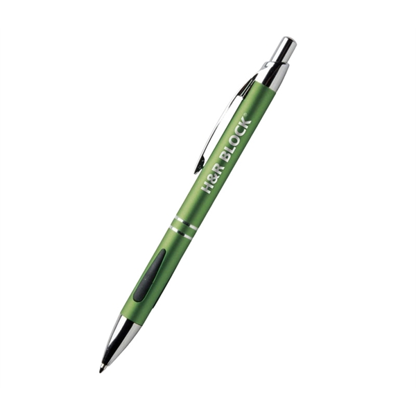 5.60" x 0.4" Euro Grip plunger-action metal ballpoint pen with chrome... from ASI 37218 Athena Promo (tm)