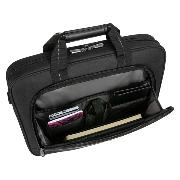 Top-loading polyester case with padded laptop compartment that accommodates devices up... from ASI 61005 Hirsch Gift Inc