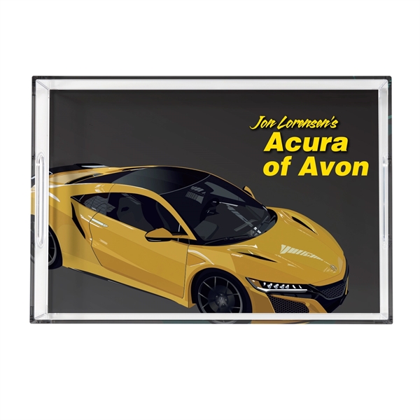 11"L x 16"W clear acrylic serving tray with handles, used for... from ASI 46170 Compass Industries Inc