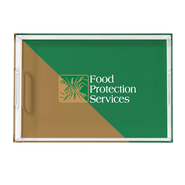 11"L x 16"W clear acrylic serving tray with handles, used for... from ASI 46170 Compass Industries Inc