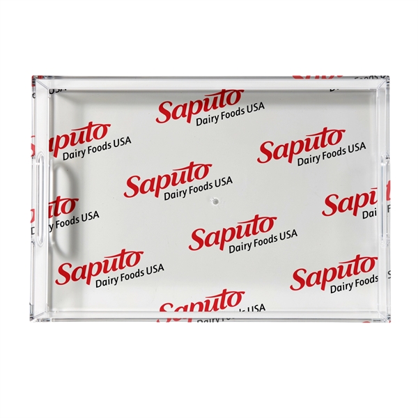 11"L x 16"W clear acrylic serving tray with handles, used for... from ASI 46170 Compass Industries Inc