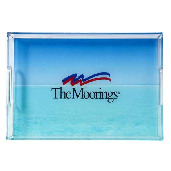 11"L x 16"W clear acrylic serving tray with handles, used for... from ASI 46170 Compass Industries Inc