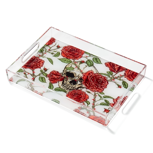 11"L x 16"W clear acrylic serving tray with handles, used for... from ASI 46170 Compass Industries Inc