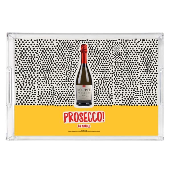 11"L x 16"W clear acrylic serving tray with handles, used for... from ASI 46170 Compass Industries Inc