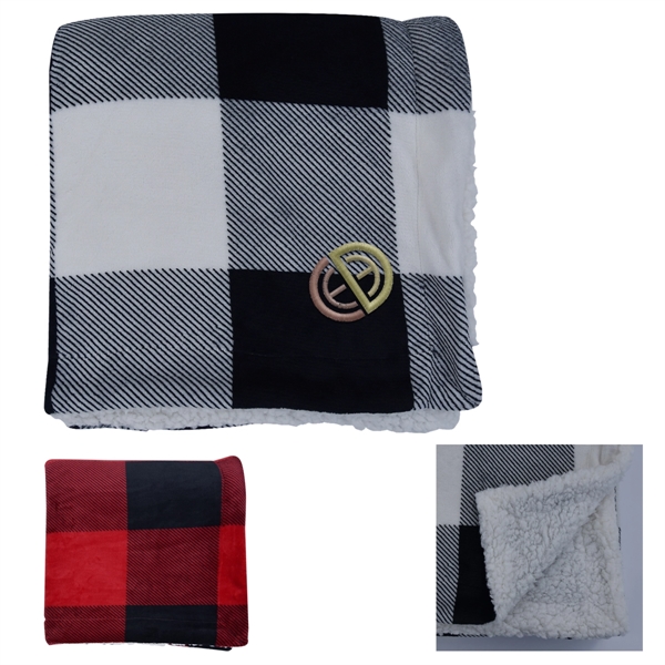 Buffalo plaid Sherpa blanket for keeping warm and adding a unique... from ASI 61125 Hit Promotional Products / Hit®