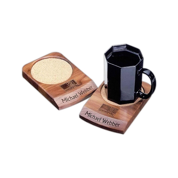 Wood desk coaster with recessed cork center.... from ASI 88156 Solid Dimensions Inc / Solid Dimensions Line