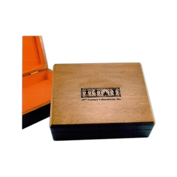 Wood presentation box with hidden hinge with interior flocking colors.... from ASI 88156 Solid Dimensions Inc / Solid Dimensions Line