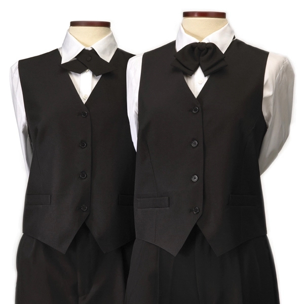 Women's solid black uniform wear vests with 5 button closure.... from ASI 98085 Wolfmark