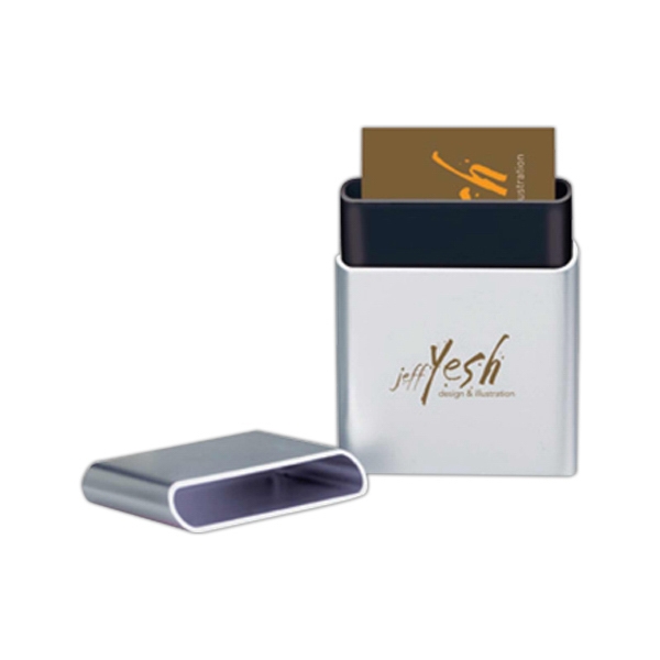 Aluminum business card holder with mirrors on the ends.... from ASI 38480 ZZ - NOT KNOWN, OLD IMPORT, ASI:38480