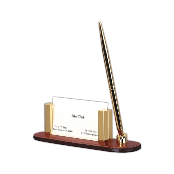 Leather pen stand with card holder.... from ASI 55540 Furniward Company / Furniward