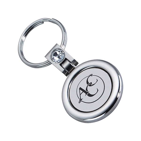 Round silver key chain with clear stone.... from ASI 55540 Furniward Company / Furniward