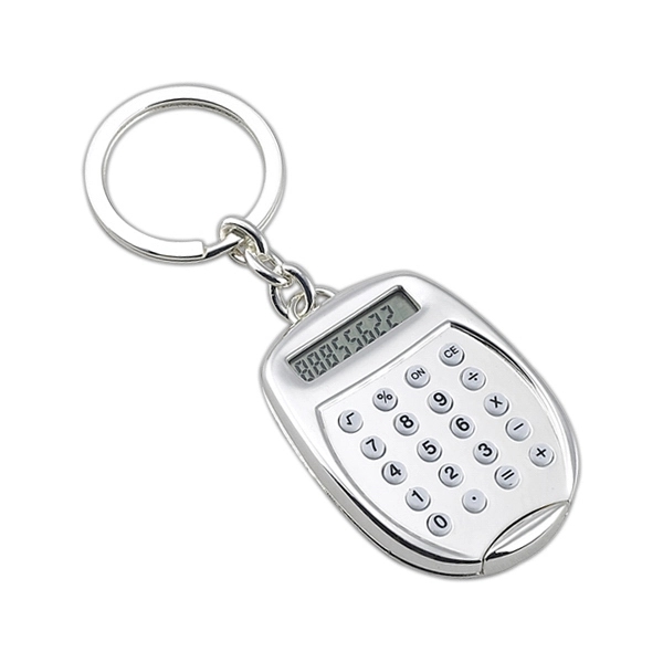 Silver keychain with calculator, 1 3/4" x 4 1/2" x 1/2".... from ASI 55540 Furniward Company / Furniward