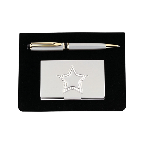 Silver pen and card case with diamond star.... from ASI 55540 Furniward Company / Furniward