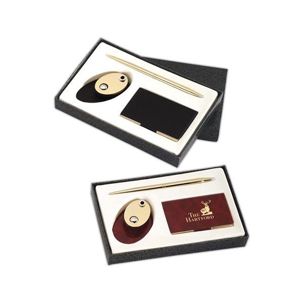 Card case, memo holder and pen gift set.... from ASI 55540 Furniward Company / Furniward