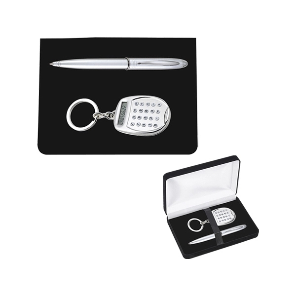 Silver ball pen and calculator key chain set.... from ASI 55540 Furniward Company / Furniward