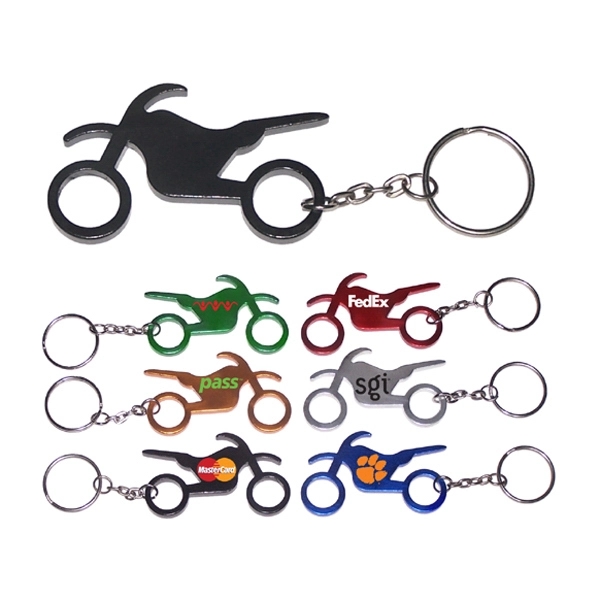Motorbike shape bottle opener with key chain, black.... from ASI 74585 Nu Promo International / Nu Promo Line