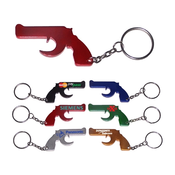 Gun shape bottle opener with key chain, red.... from ASI 74585 Nu Promo International / Nu Promo Line