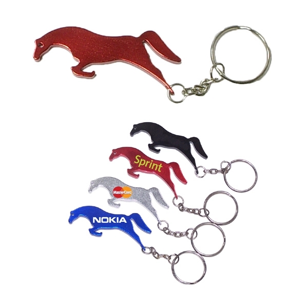 Horse shape bottle opener with key chain, red.... from ASI 74585 Nu Promo International / Nu Promo Line