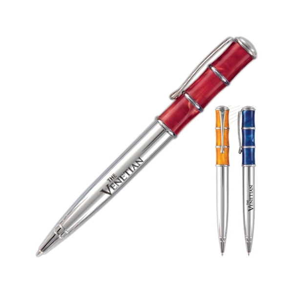 Twist action ballpoint pen with bright and colorful marble-look cap and... from ASI 90859 Tempo Industries Inc / Tempoline TimeNet